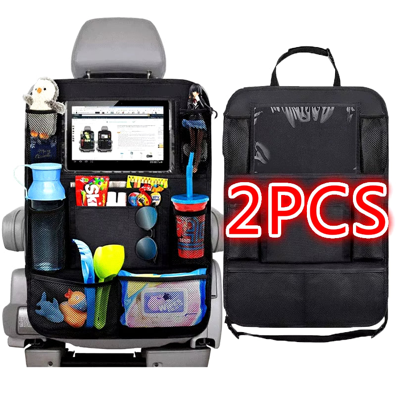 1Pc/ 2Pcs Car Seat Back Organizer 9 Storage Pockets with Touch Screen Tablet Holder Protector for Kids Children Car Accessories