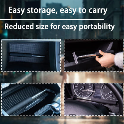 38.6 Inch Telescopic Side Mirror Glass Squeegee, Black | Natural-Rubber Edge, Layered Cleaning Head, Compact Storage, Clears Water and Fog, Automotive Accessories