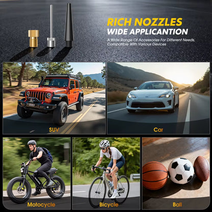 Portable Tire Inflator Rechargeable Electric Inflator for Car Bicycle Digital Air Compressor Football Ball Inflator Pump