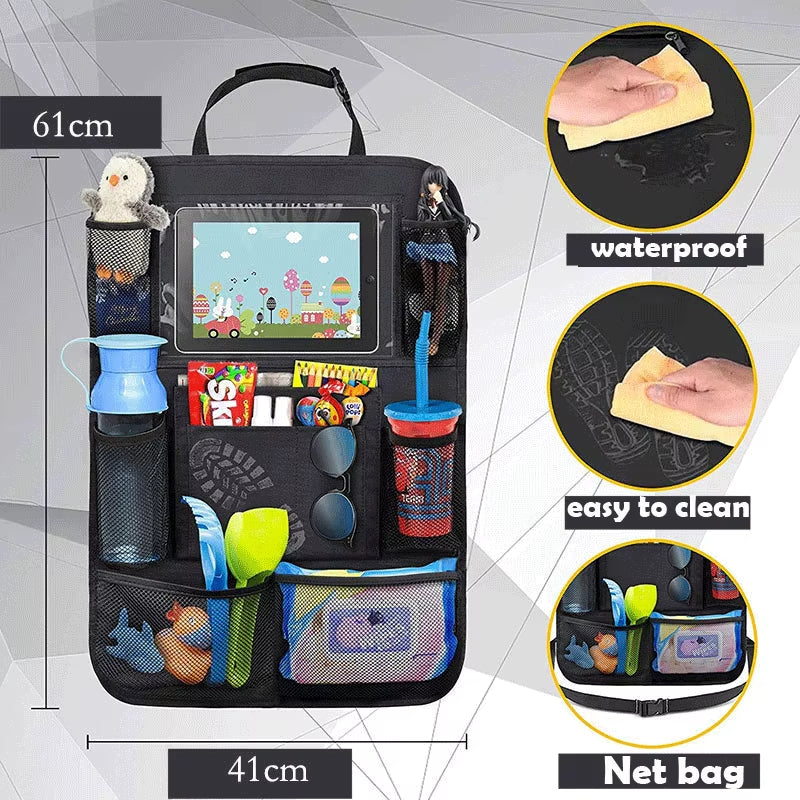 1Pc/ 2Pcs Car Seat Back Organizer 9 Storage Pockets with Touch Screen Tablet Holder Protector for Kids Children Car Accessories