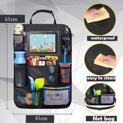 1Pc/ 2Pcs Car Seat Back Organizer 9 Storage Pockets with Touch Screen Tablet Holder Protector for Kids Children Car Accessories