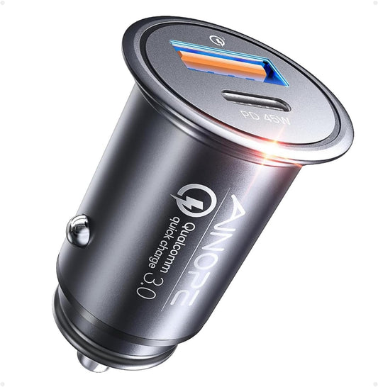67.5W Cigarette Lighter Adapter Car Charger USB C Fast Charging | [Mini & Metal] PD&QC Cigarette Lighter USB Charger 12V Outlet Plug Socket for Iphone 17 16 15 14 Pro Max, Samsung S26 S25