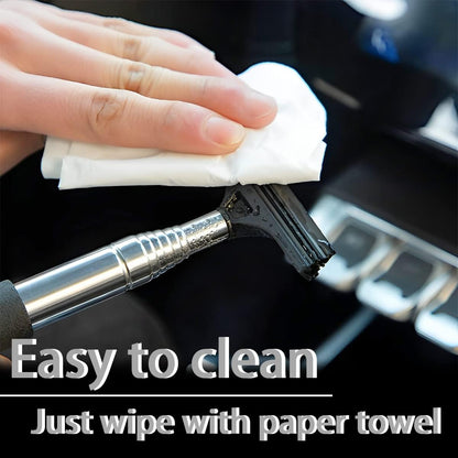 38.6 Inch Telescopic Side Mirror Glass Squeegee, Black | Natural-Rubber Edge, Layered Cleaning Head, Compact Storage, Clears Water and Fog, Automotive Accessories