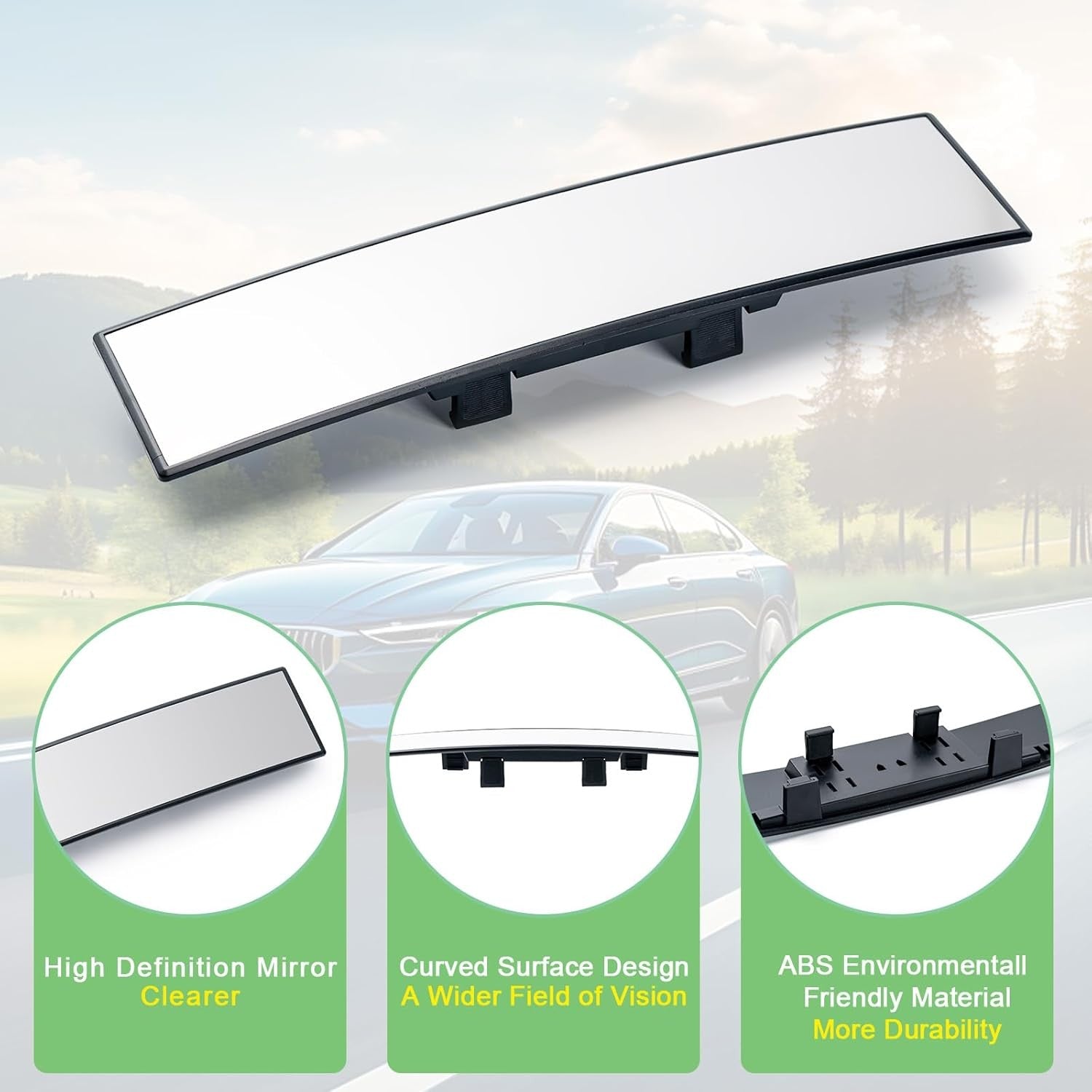 Espejo Retrovisor Interior Universal Espejos De Para Autos Carro Grande NUEVO