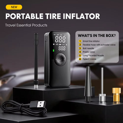 Portable Tire Inflator Rechargeable Electric Inflator for Car Bicycle Digital Air Compressor Football Ball Inflator Pump