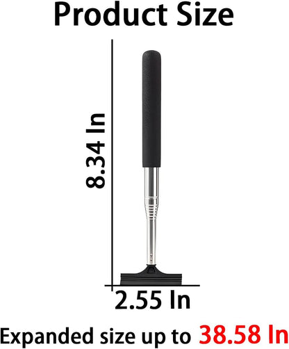 38.6 Inch Telescopic Side Mirror Glass Squeegee, Black | Natural-Rubber Edge, Layered Cleaning Head, Compact Storage, Clears Water and Fog, Automotive Accessories