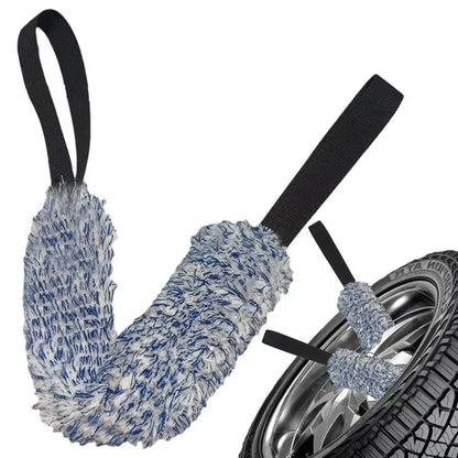 Auto Wheel Wash Towel Brush Car Double-Sided Long Belt Cleaning Towel Microfiber Coral Plush Wheel Pull Belt Hub Detail Towel